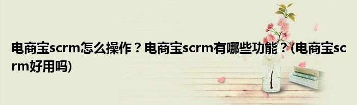 電商寶scrm怎么操作？電商寶scrm有哪些功能？(電商寶scrm好用嗎)