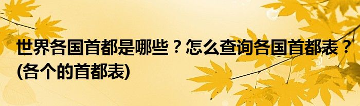 世界各國首都是哪些？怎么查詢各國首都表？(各個的首都表)