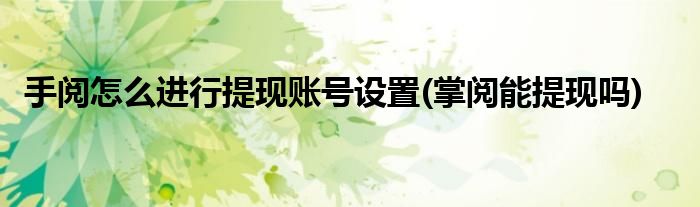 手閱怎么進(jìn)行提現(xiàn)賬號設(shè)置(掌閱能提現(xiàn)嗎)