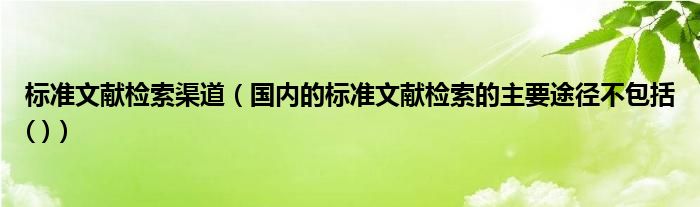 標(biāo)準(zhǔn)文獻(xiàn)檢索渠道（國(guó)內(nèi)的標(biāo)準(zhǔn)文獻(xiàn)檢索的主要途徑不包括( )）