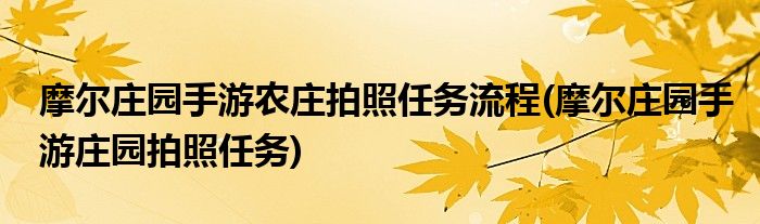 摩爾莊園手游農(nóng)莊拍照任務(wù)流程(摩爾莊園手游莊園拍照任務(wù))