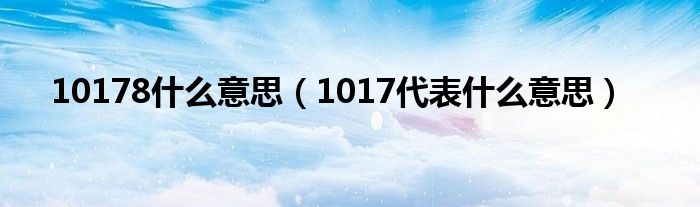 10178什么意思（1017代表什么意思）