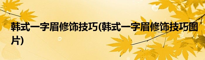 韓式一字眉修飾技巧(韓式一字眉修飾技巧圖片)