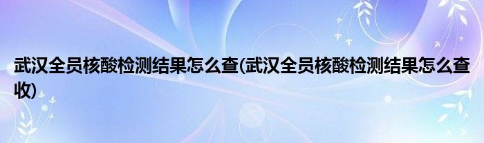 武漢全員核酸檢測結(jié)果怎么查(武漢全員核酸檢測結(jié)果怎么查收)