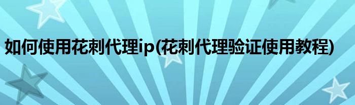 如何使用花刺代理ip(花刺代理驗(yàn)證使用教程)