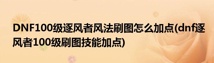 DNF100級逐風(fēng)者風(fēng)法刷圖怎么加點(diǎn)(dnf逐風(fēng)者100級刷圖技能加點(diǎn))