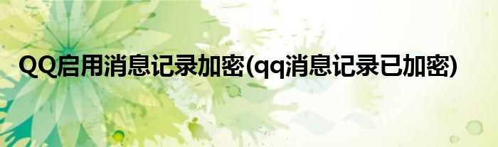 QQ啟用消息記錄加密(qq消息記錄已加密)