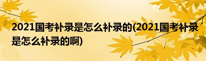 2021國考補錄是怎么補錄的(2021國考補錄是怎么補錄的啊)