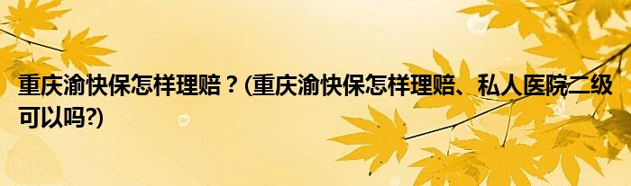 重慶渝快保怎樣理賠？(重慶渝快保怎樣理賠、私人醫(yī)院二級(jí)可以嗎?)