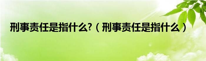 刑事責(zé)任是指什么?（刑事責(zé)任是指什么）