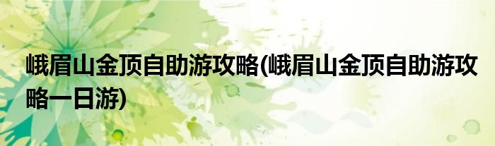 峨眉山金頂自助游攻略(峨眉山金頂自助游攻略一日游)