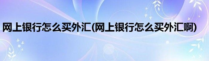 網(wǎng)上銀行怎么買外匯(網(wǎng)上銀行怎么買外匯啊)