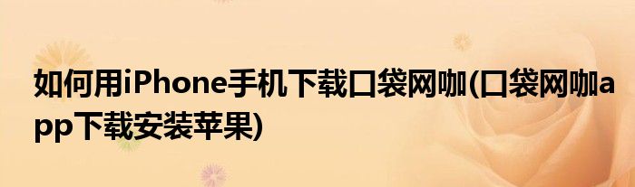 如何用iPhone手機(jī)下載口袋網(wǎng)咖(口袋網(wǎng)咖app下載安裝蘋(píng)果)