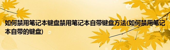 如何禁用筆記本鍵盤禁用筆記本自帶鍵盤方法(如何禁用筆記本自帶的鍵盤)