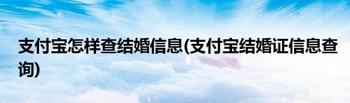 支付寶怎樣查結(jié)婚信息(支付寶結(jié)婚證信息查詢)