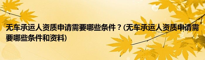 無(wú)車承運(yùn)人資質(zhì)申請(qǐng)需要哪些條件？(無(wú)車承運(yùn)人資質(zhì)申請(qǐng)需要哪些條件和資料)