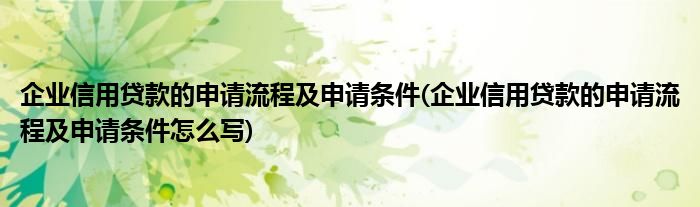 企業(yè)信用貸款的申請流程及申請條件(企業(yè)信用貸款的申請流程及申請條件怎么寫)