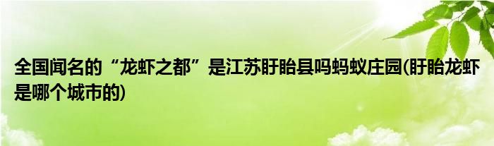 全國(guó)聞名的“龍蝦之都”是江蘇盱眙縣嗎螞蟻莊園(盱眙龍蝦是哪個(gè)城市的)