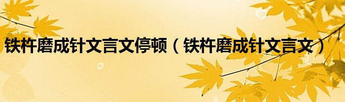 鐵杵磨成針文言文停頓（鐵杵磨成針文言文）