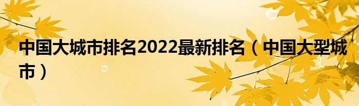 中國(guó)大城市排名2022最新排名（中國(guó)大型城市）