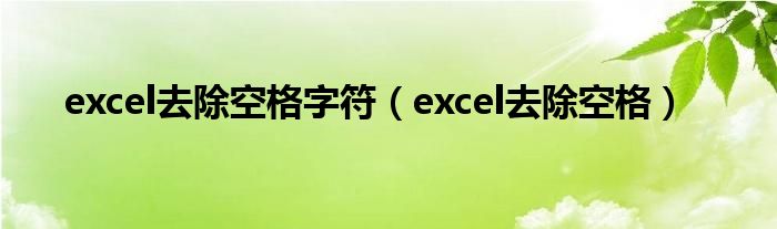 excel去除空格字符（excel去除空格）