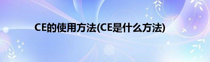 CE的使用方法(CE是什么方法)