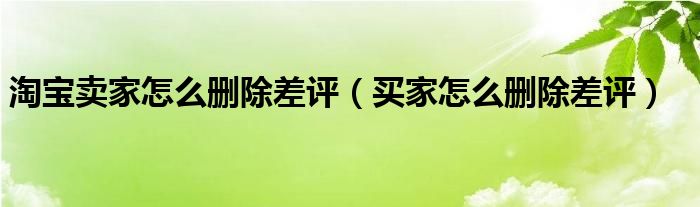 淘寶賣家怎么刪除差評(píng)（買家怎么刪除差評(píng)）