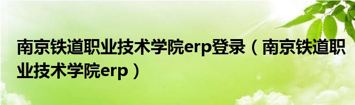 南京鐵道職業(yè)技術(shù)學院erp登錄（南京鐵道職業(yè)技術(shù)學院erp）