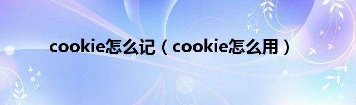 cookie怎么記（cookie怎么用）