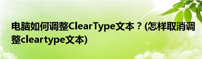 電腦如何調(diào)整ClearType文本？(怎樣取消調(diào)整cleartype文本)