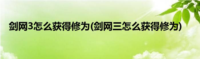 劍網(wǎng)3怎么獲得修為(劍網(wǎng)三怎么獲得修為)