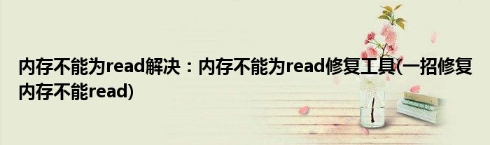 內(nèi)存不能為read解決：內(nèi)存不能為read修復(fù)工具(一招修復(fù)內(nèi)存不能read)