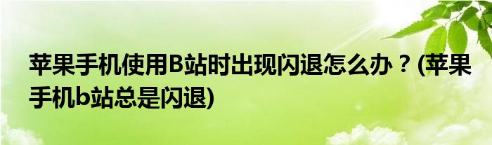 蘋果手機(jī)使用B站時(shí)出現(xiàn)閃退怎么辦？(蘋果手機(jī)b站總是閃退)