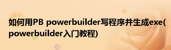 如何用PB powerbuilder寫(xiě)程序并生成exe(powerbuilder入門(mén)教程)