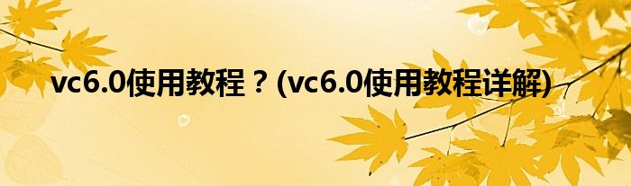 vc6.0使用教程？(vc6.0使用教程詳解)