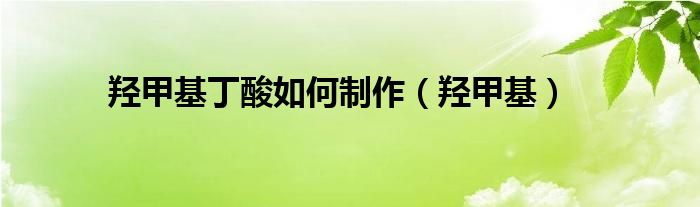 羥甲基丁酸如何制作（羥甲基）