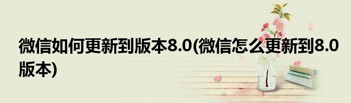 微信如何更新到版本8.0(微信怎么更新到8.0版本)