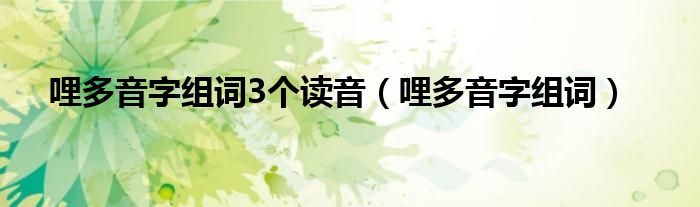 哩多音字組詞3個(gè)讀音（哩多音字組詞）