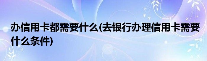 辦信用卡都需要什么(去銀行辦理信用卡需要什么條件)