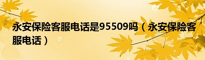 永安保險客服電話是95509嗎（永安保險客服電話）