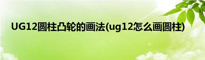 UG12圓柱凸輪的畫法(ug12怎么畫圓柱)