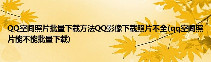 QQ空間照片批量下載方法QQ影像下載照片不全(qq空間照片能不能批量下載)