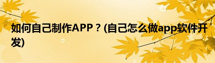 如何自己制作APP？(自己怎么做app軟件開發(fā))