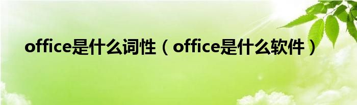 office是什么詞性（office是什么軟件）