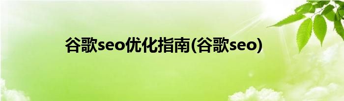 谷歌seo優(yōu)化指南(谷歌seo)