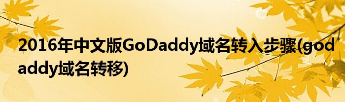 2016年中文版GoDaddy域名轉(zhuǎn)入步驟(godaddy域名轉(zhuǎn)移)