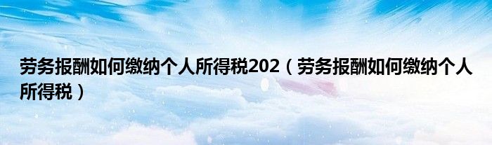 勞務(wù)報酬如何繳納個人所得稅202（勞務(wù)報酬如何繳納個人所得稅）