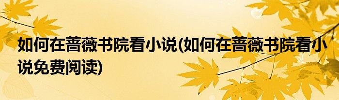 如何在薔薇書院看小說(如何在薔薇書院看小說免費(fèi)閱讀)