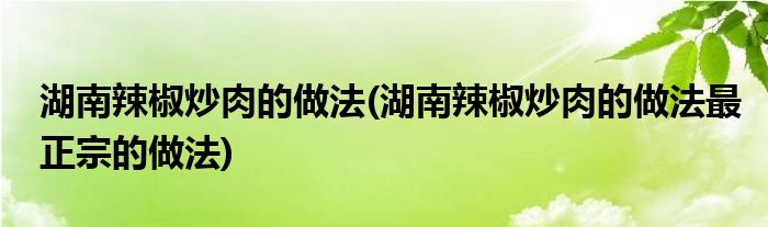 湖南辣椒炒肉的做法(湖南辣椒炒肉的做法最正宗的做法)