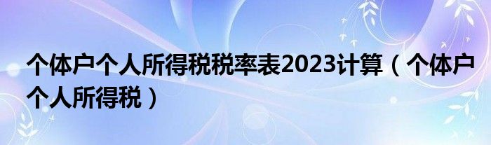 個體戶個人所得稅稅率表2023計算（個體戶個人所得稅）